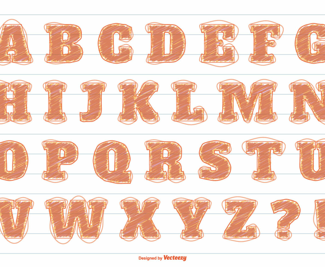 Messy Scribble Style Vector Alphabet