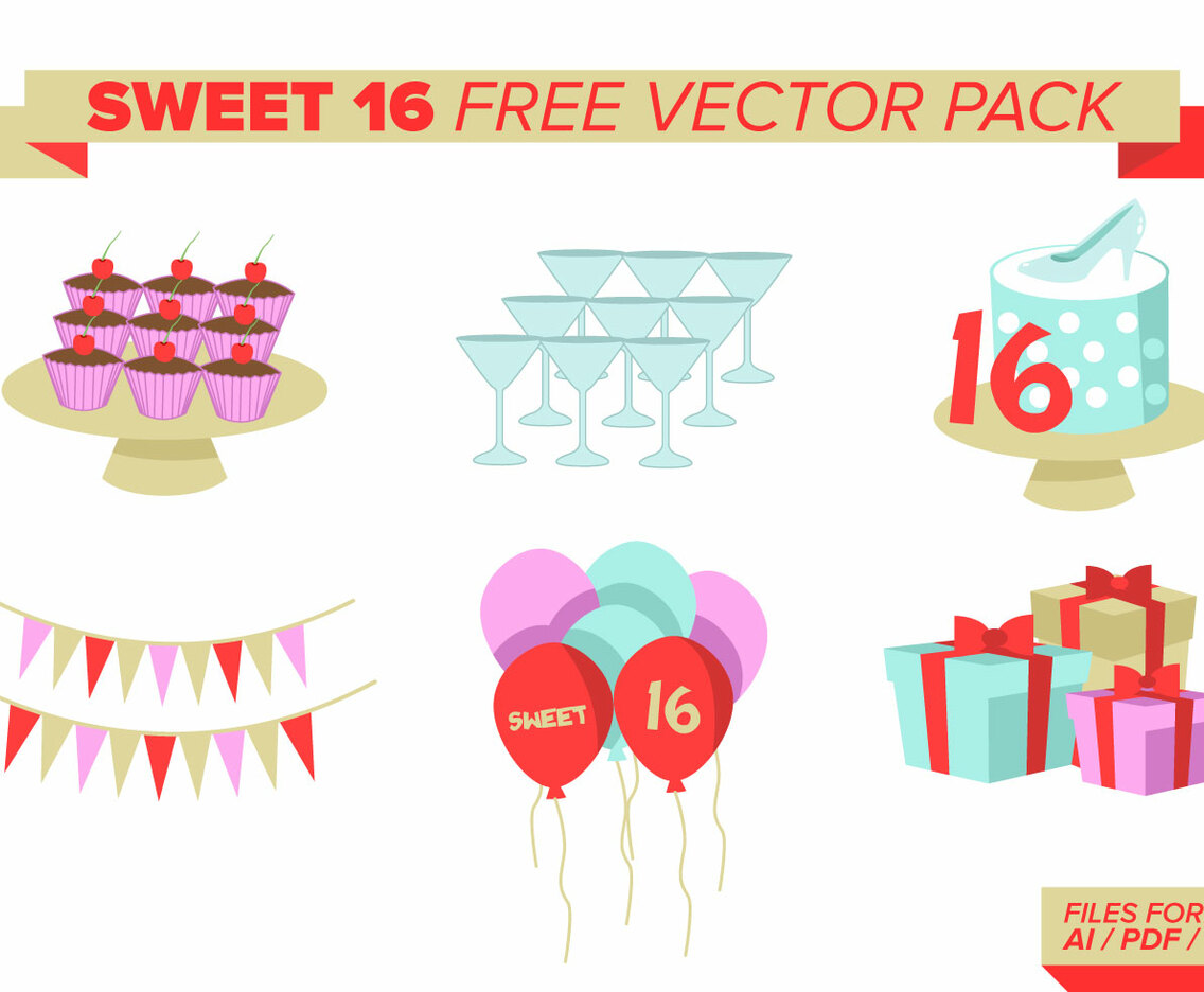 Sweet 16 Free Vector Pack