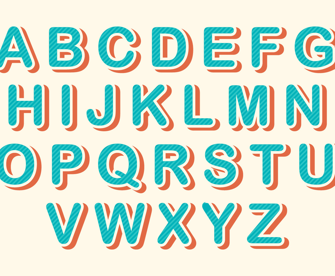 Free Rounded Retro Alphabet Vector