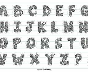 Cute Scribble Style Vector Alphabet
