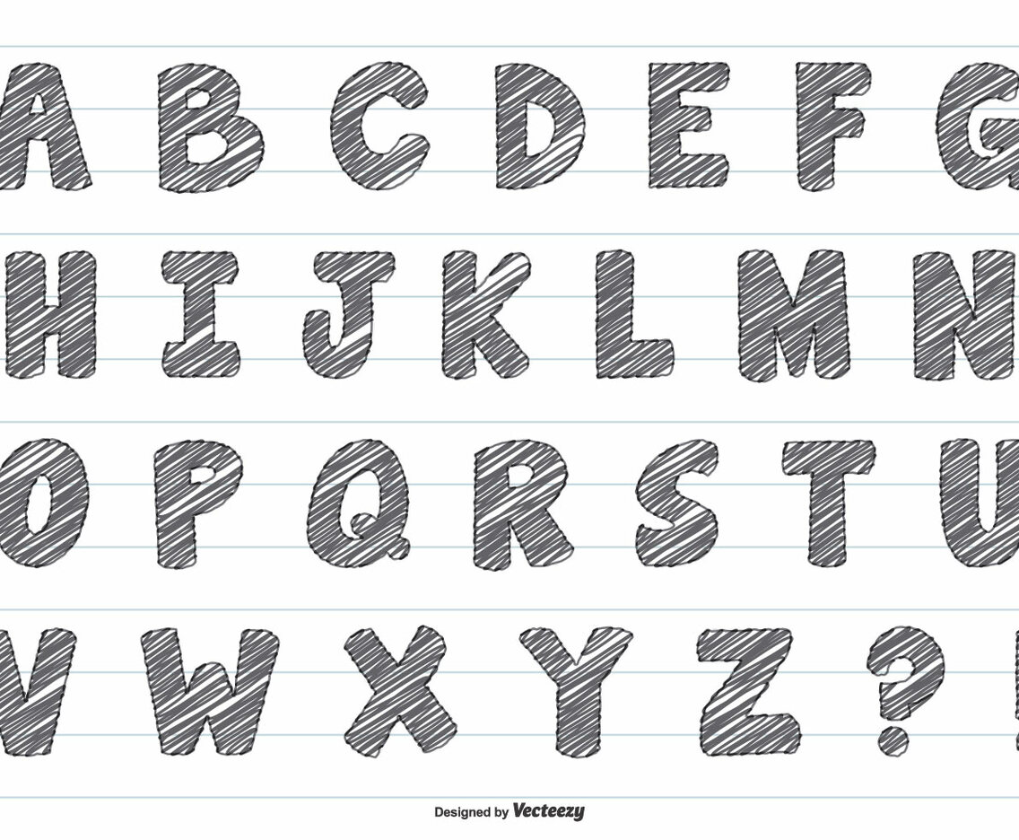 Cute Scribble Style Vector Alphabet