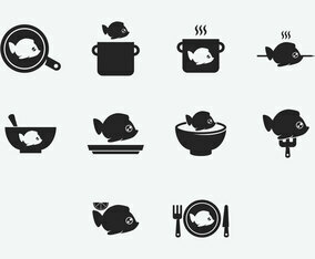 Fish Fry Cook Icon Set