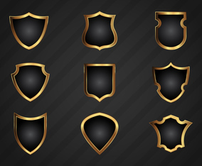 Free Realistic Gold Shield Shapes Vector