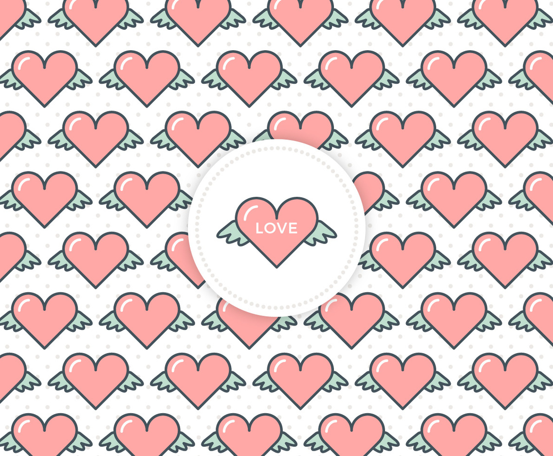 Free Flying Hearts Love Vector Background