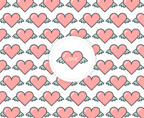 Free Flying Hearts Love Vector Background