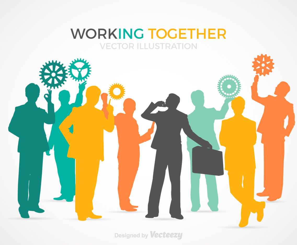 Free Working Together Vector Illustration