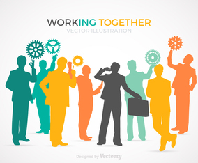 Free Working Together Vector Illustration
