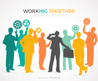 Free Working Together Vector Illustration