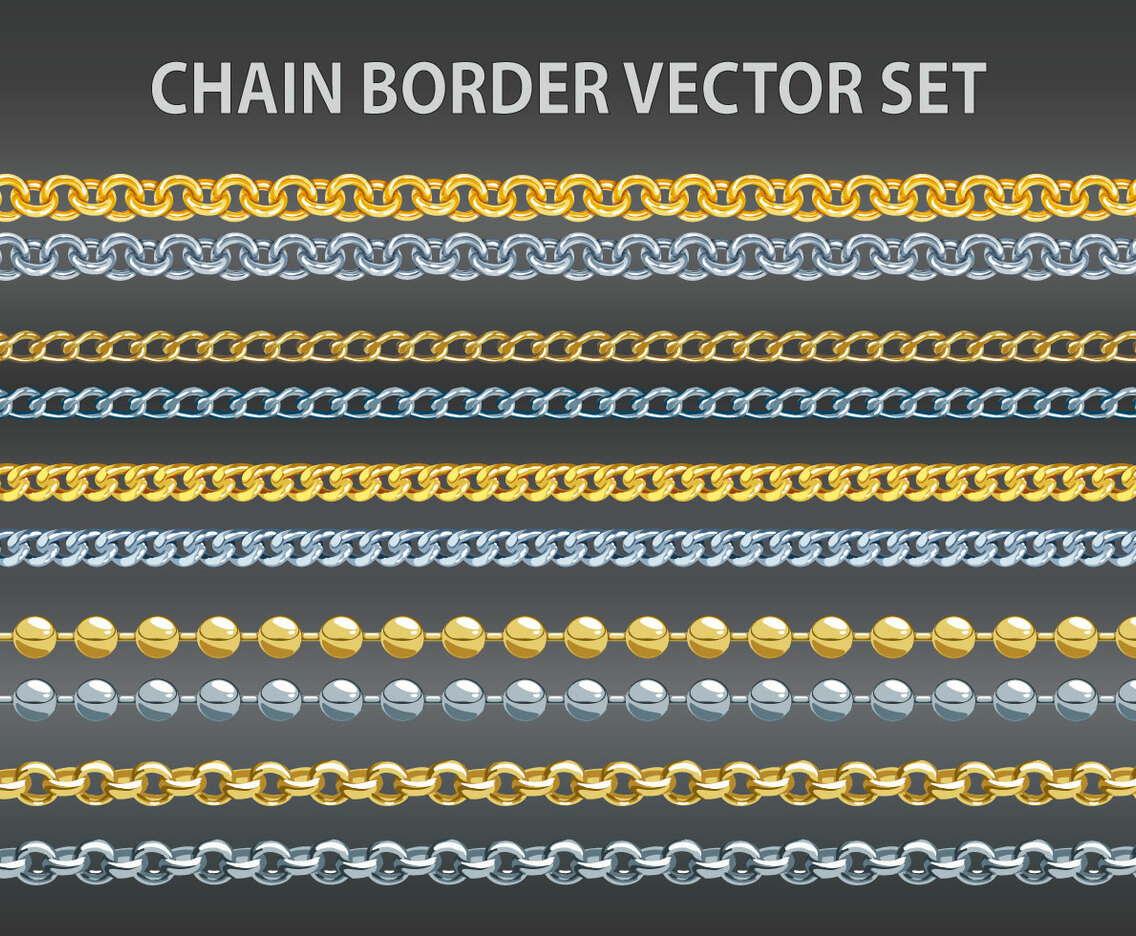 Chain border vector set
