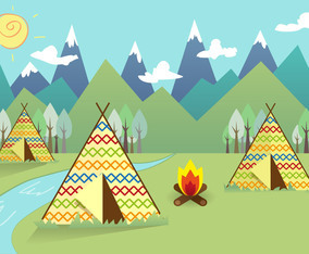 Tipi Indian Landscape Background Vector