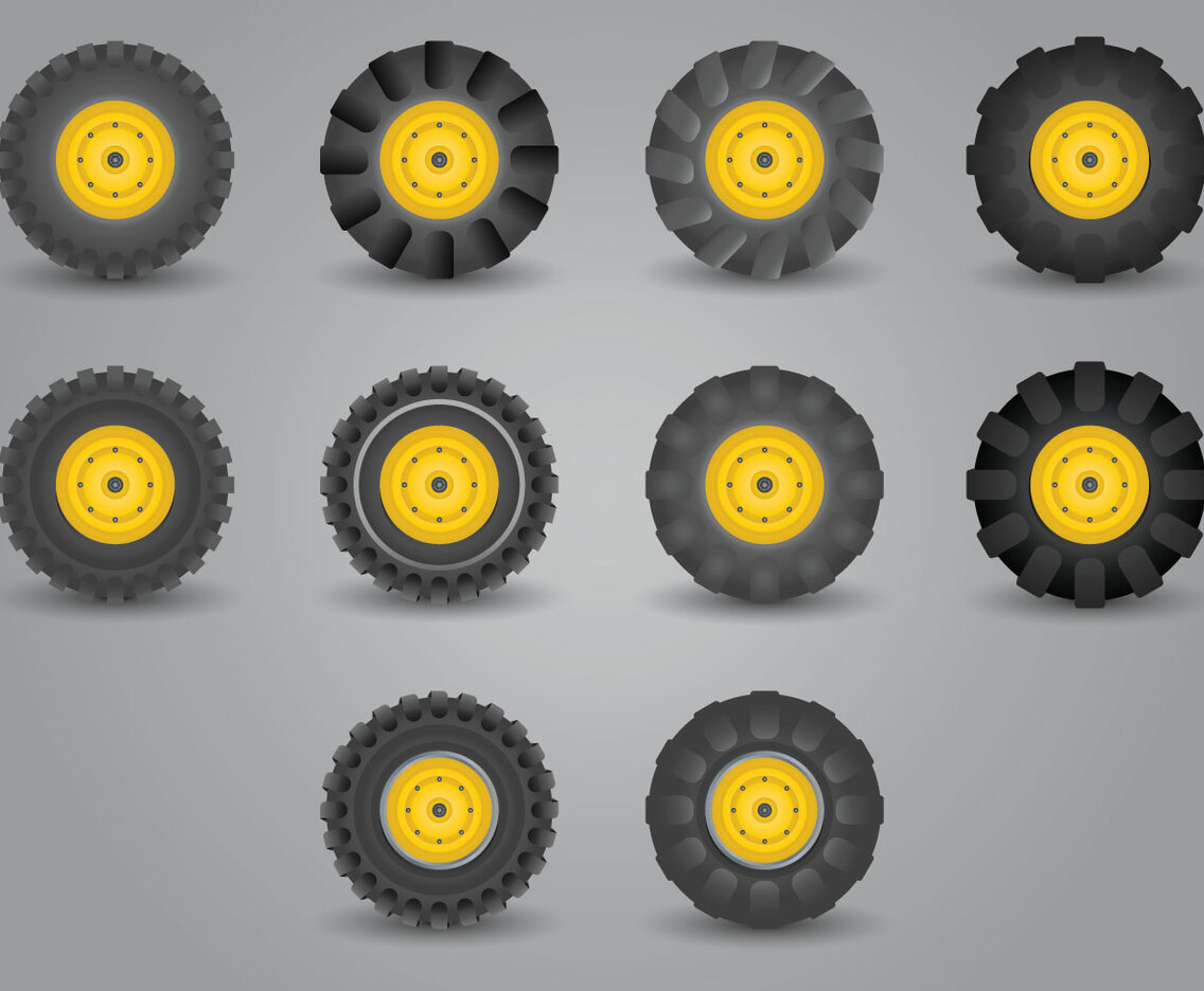Tractor Tire Icon Set