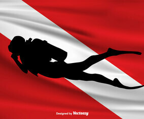 Vector Dive Flag And Diver Icon