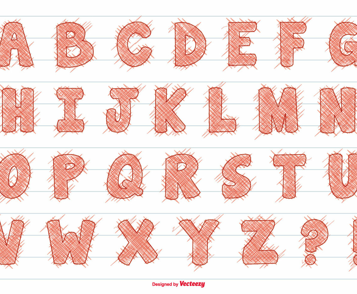 Cute Scribble Style Alphabet Set