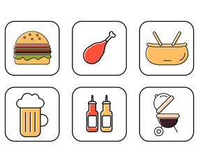 Vector Set of Icons for Family Picnic