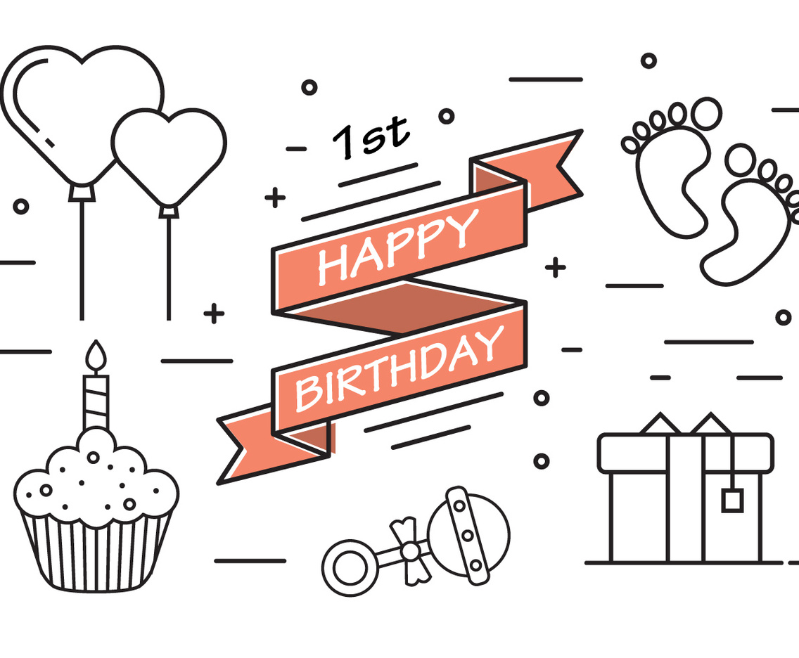 1st Birthday in Vector