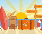 Free Flat Summer Travel Vector