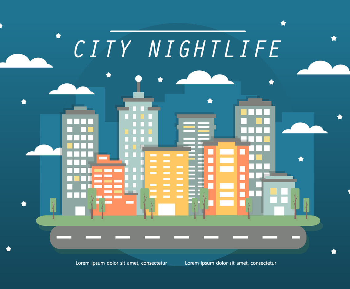 Free Flat Cityscape Vector Illustration