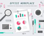 Free Flat Office Workplace Vector Illustration