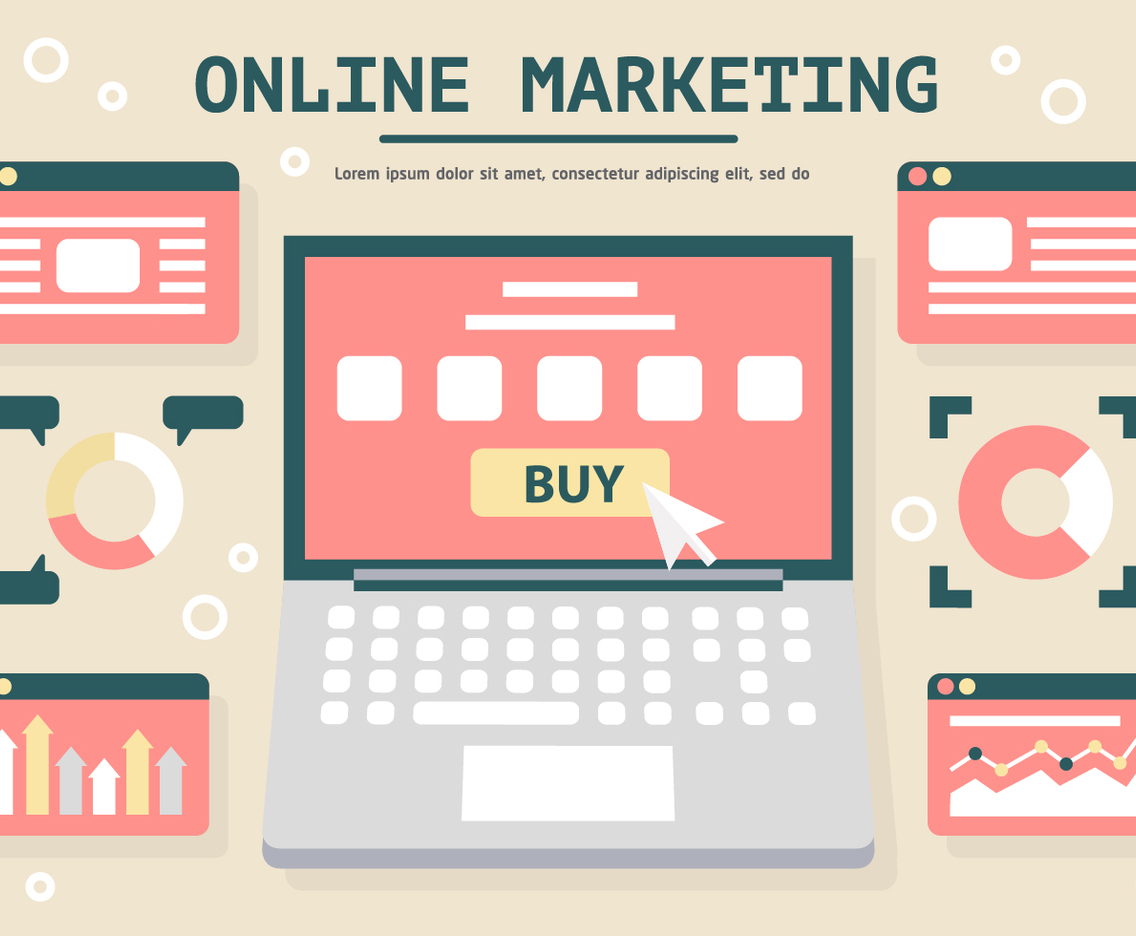 Free Flat Digital Marketing Vector Illustration