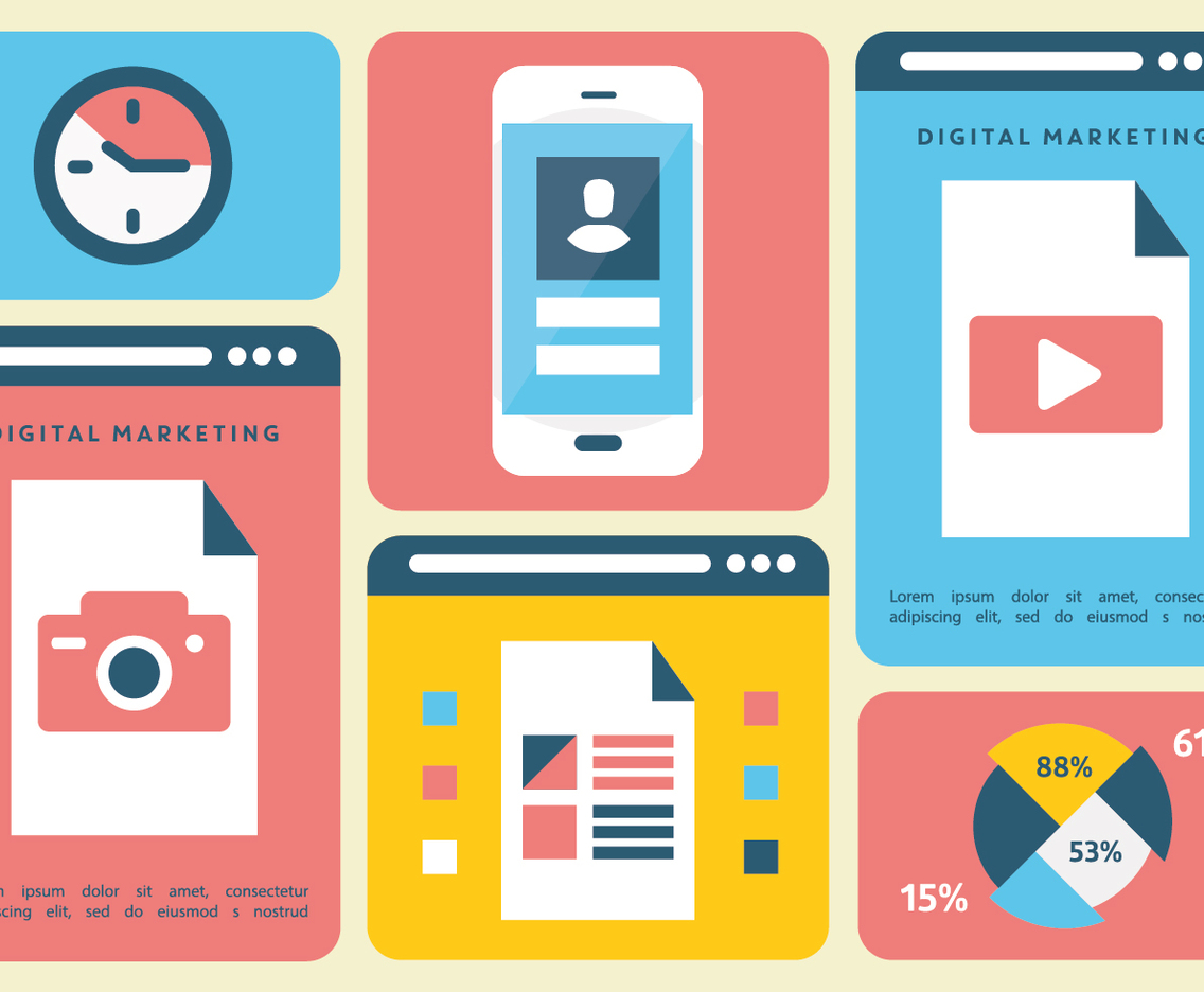 Free Flat Digital Marketing Vector Illustration