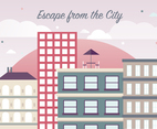 Free Flat Cityscape Vector Illustration