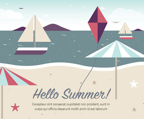 Free Vintage Summer Beach Vector Illustration