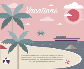 Free Vintage Summer Beach Vector Illustration