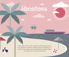 Free Vintage Summer Beach Vector Illustration