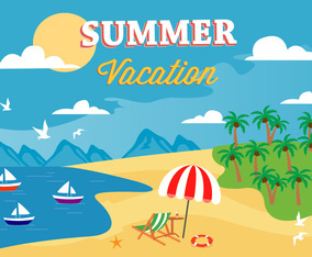 Free Summer Beach Vector Illustration