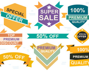 Free Sale Origami Design Vector Labels