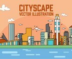 Free Peach Linear City Vector Illustration