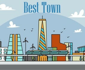 Free Linear City Vector Illustration