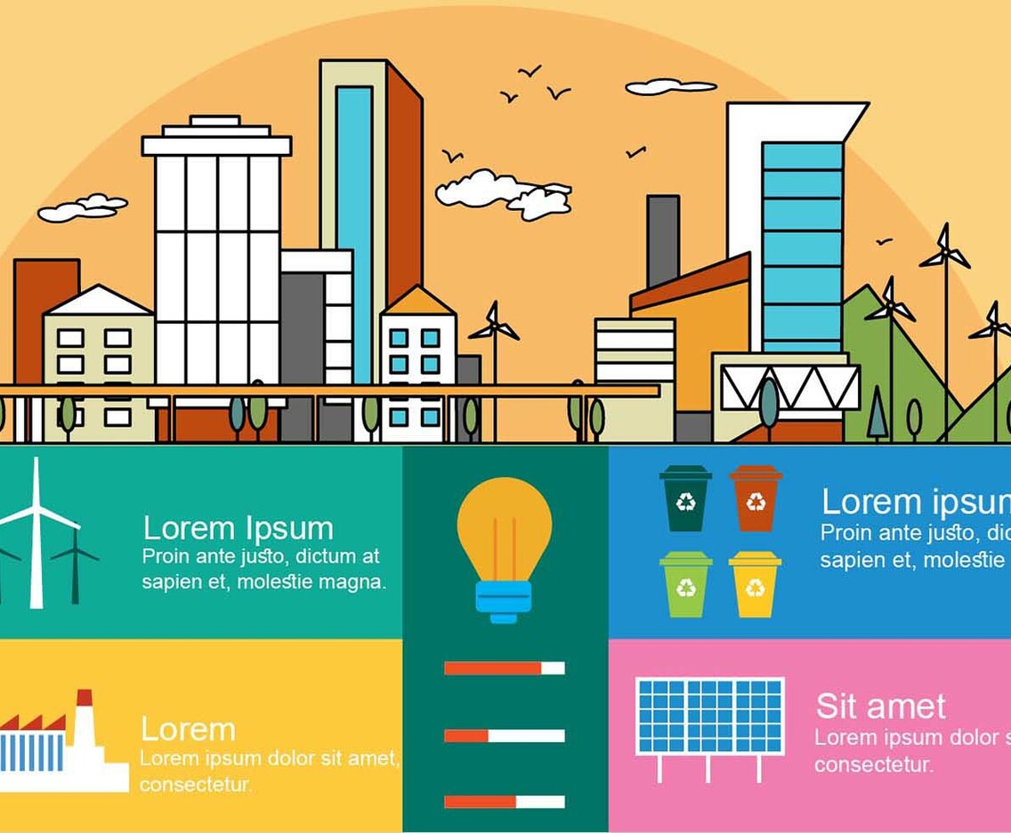 Free Flat Linear City Vector Infography