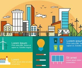 Free Flat Linear City Vector Infography