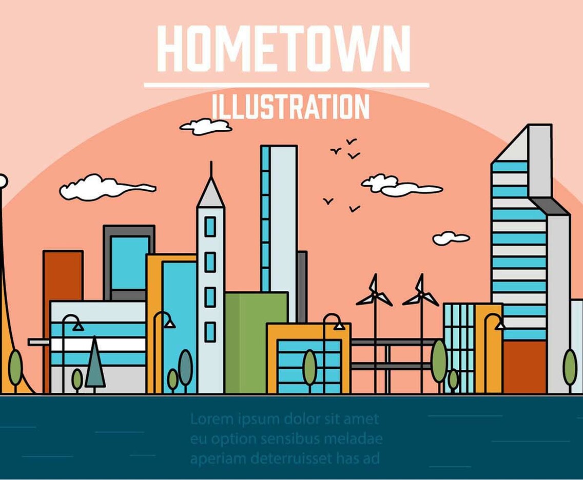Free Linear City Vector Illustration