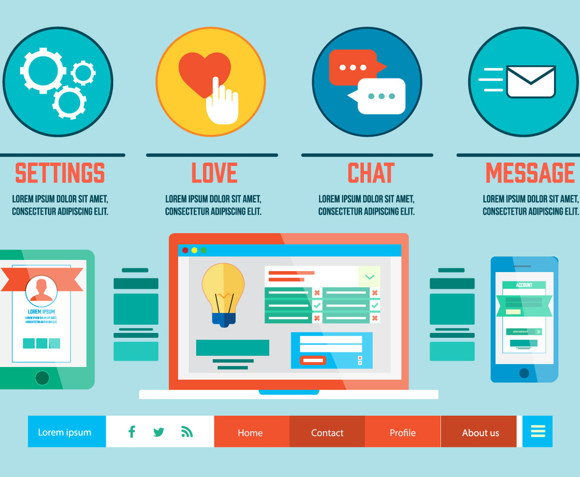 Free Flat Digital Marketing Vector Illustration