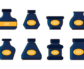 Set Of Ink Pot Vector