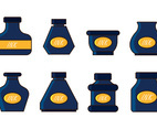 Set Of Ink Pot Vector