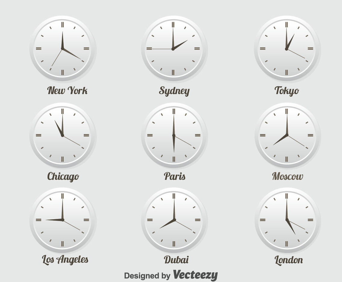 World Time Zone Icons Set
