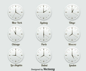 World Time Zone Icons Set