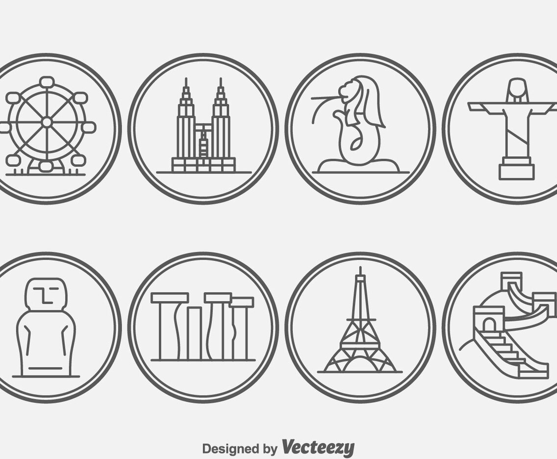 World Ladmark Outline Icons