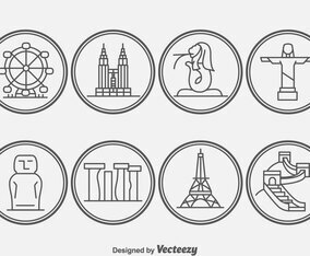 World Ladmark Outline Icons