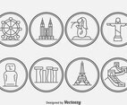 World Ladmark Outline Icons