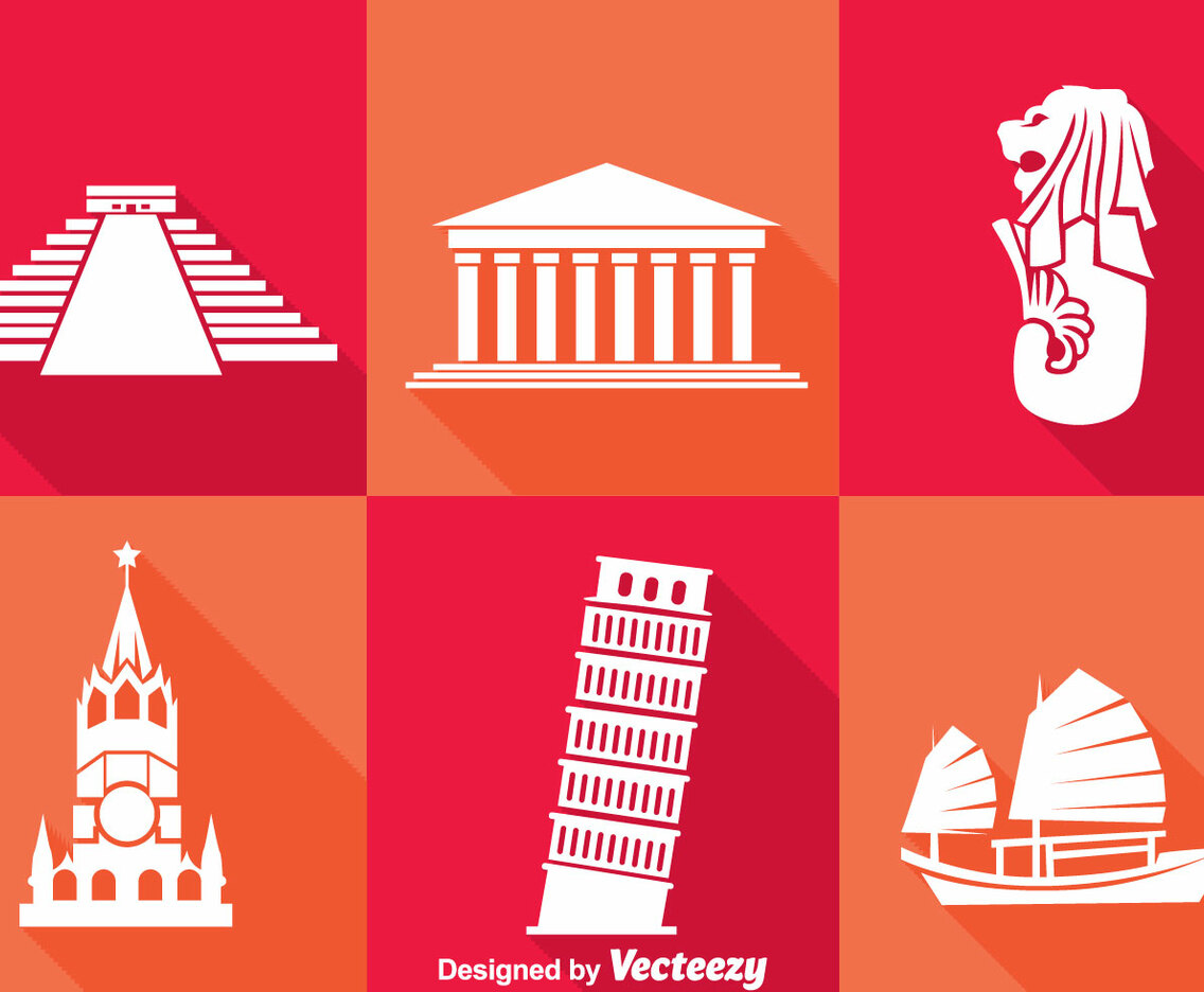 World Landmark White Icons