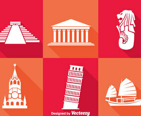 World Landmark White Icons