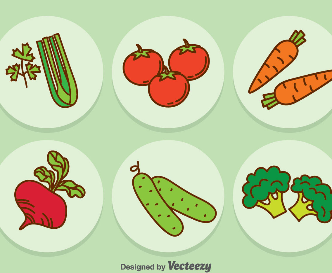 Vegetable Cartoon Icons Vector