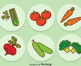 Vegetable Cartoon Icons Vector