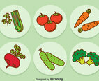 Vegetable Cartoon Icons Vector