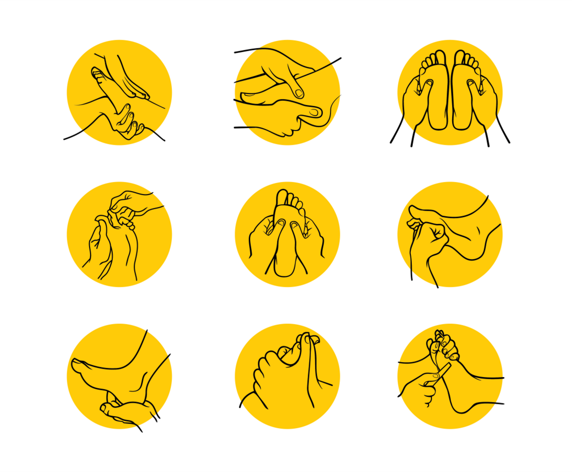 Set of Hand Drawn Reflexology