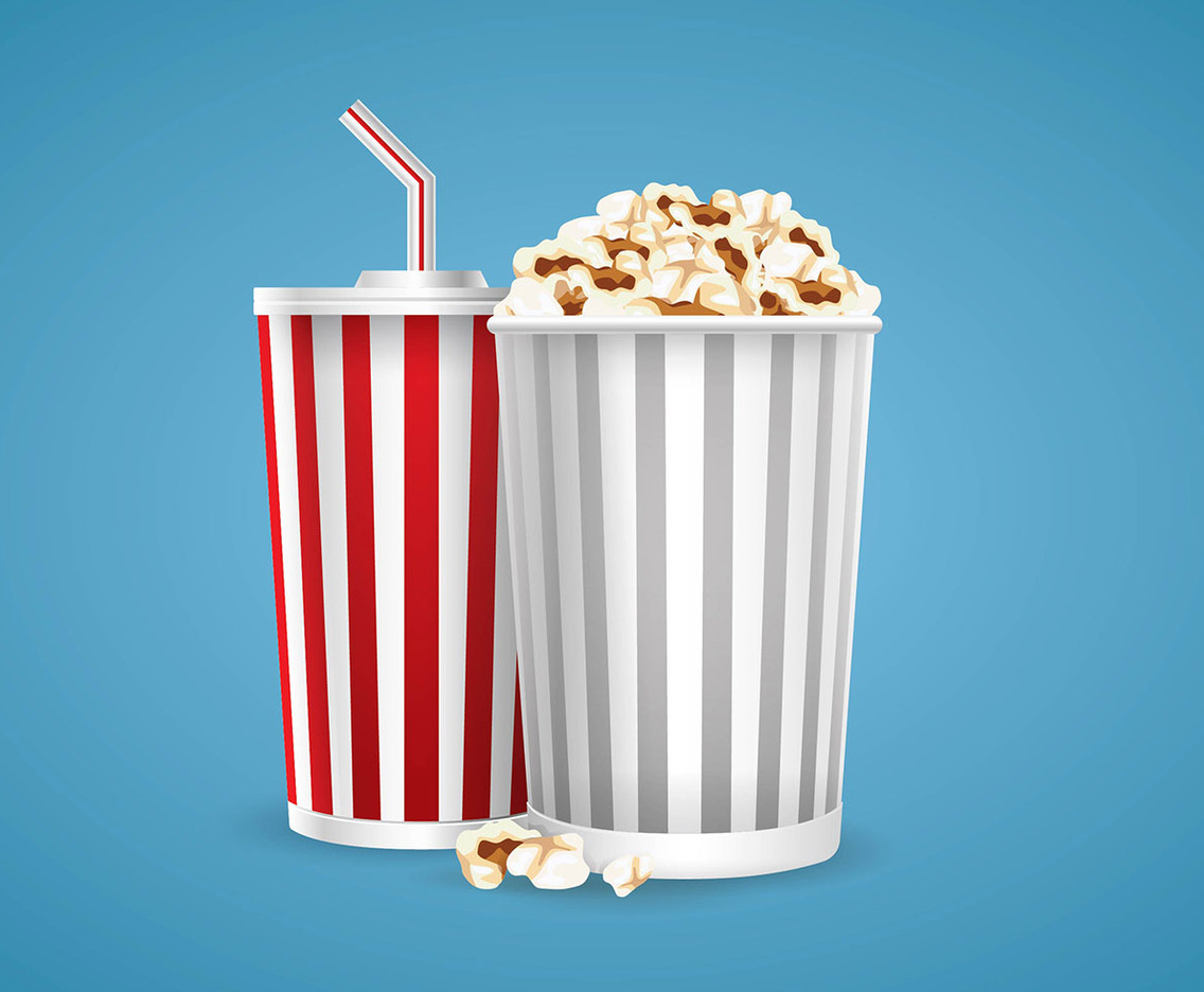Illustration of Popcorn and Soda Vector